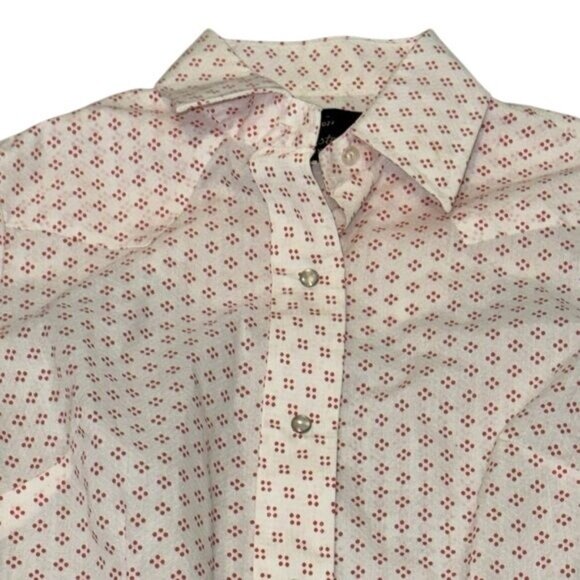 Champion Westerns Womens Long-Sleeve Button-Up Shirt Size 12 White With Red Dot - Picture 3 of 9